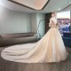 Wedding Dresses Illusion O-Neck Short Backless Sequined Beading Embroidery Tulle Lace Luxury Champagne Women Bridal Gown