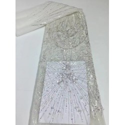(5yards/pc) High quality gradient purple African party tulle lace with tube beads and sequins embroidery French net lace