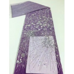 (5yards/pc) High quality gradient purple African party tulle lace with tube beads and sequins embroidery French net lace