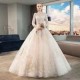 Wedding Dresses Illusion O-Neck Short Backless Sequined Beading Embroidery Tulle Lace Luxury Champagne Women Bridal Gown