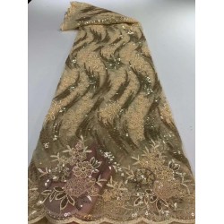 New African lace fabric 2021 high quality Gold Line lace fabric Latest French Cord lace fabric with Sequins for Wedding