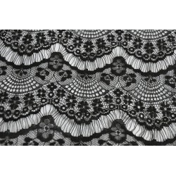 10 yards black Lace Fabric with pattern, Eyelash Design