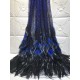 French net Lace with  glued gilliter with feather African Tulle embroidered Lace shining glued gilitter for nice dress