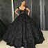 Dubai Arabic New Arrival Black Quinceanera Dresses 3D Rose Flowers Sequins Special Occasion Dress 2k21 Black Girl Couple Day