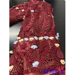 NIAI 2020 New Design African Lace Fabric Wholesale French Lace Fabric Beads Embroidered Nigerian laces for wedding XY3430B-1