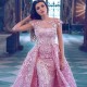 Stunning Pink Appliques Beads Evening Gown Prom Removable Train Backless Robe De Soiree Vestidos De Fiesta Noche Custom Made