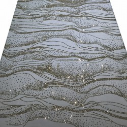 Fashion Ice Blue Gorgeous Shining Gold Glitter Sequence Mesh Sequin Lace Fabric for Evening Dress Swiss Voile Net Laces
