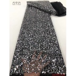 Anna black french sequins and handmade beaded lace fabric for sewing wedding dress african fabric for women party dress