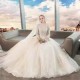 Wedding Dresses Illusion O-Neck Short Backless Sequined Beading Embroidery Tulle Lace Luxury Champagne Women Bridal Gown