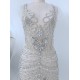 Super Large Silver Luxury Rhinestone Bodice Crystal Applique Heavy Bead Handmade Bodice Patch Haute Couture Prom Bridal