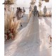 Beading Lace  Beach Wedding Gown Tulle Flowers Train V-Neck Sleeveless Zipper Off The Shoulder Split Front/Side Feathers