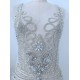 Super Large Silver Luxury Rhinestone Bodice Crystal Applique Heavy Bead Handmade Bodice Patch Haute Couture Prom Bridal