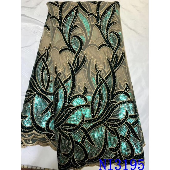 High Quality Mess Lace Materials Sequence Lace Fabric African Tulle Lace Fabric with Sequins Fabrics Nigerian Wedding Party