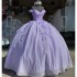 Bling Sequin 16 Quinceanera Dresses with 3D Applique Beads Corset Dress Vestidos De 15 Anos Masquerade xv Dress Lavender