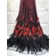 French net Lace with  glued gilliter with feather African Tulle embroidered Lace shining glued gilitter for nice dress
