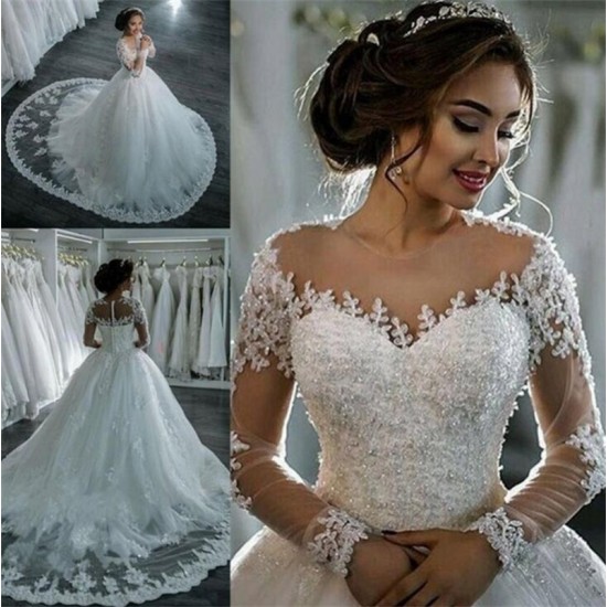 Wedding Dresses 2020, Wedding Dress With Cut In To Elegant Suknia Slubna, Tulle Wedding Dress With Beaded Appliques, Princess