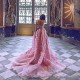 Stunning Pink Appliques Beads Evening Gown Prom Removable Train Backless Robe De Soiree Vestidos De Fiesta Noche Custom Made