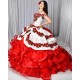 Unique Red And White Quinceanera Dresses With Removeable Skirt 2 In 1 Embroidery Sweet 15 Dress Organza Ruffles Applique Prom