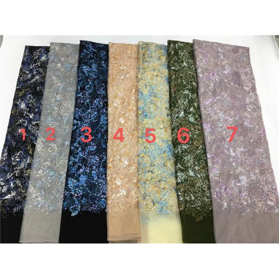 Sparkly Sequins Tulle  Lace Latest African Fabric Nigerian French Material With Shinny for Party or Fashion Dress