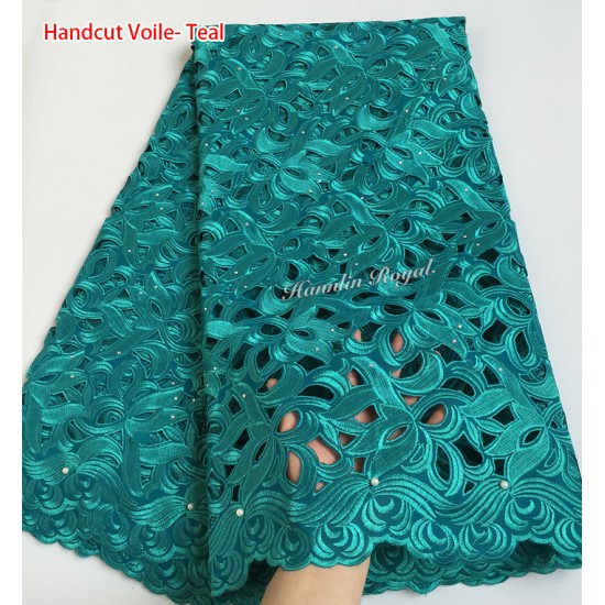 Cutout Holes Beaded Handcut organza Lace African Swiss lace voile fabric high quality 5 yards/PC
