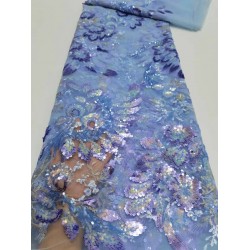 (5yards/pc) Excellent embroidered tulle lace Sky blue African French net lace fabric with sequins for party dress FZZ131