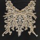 Gold Rhinestone bead applique, heavy bead handmade rhinestone applique for bridal sash, bridal headpiece, one piece
