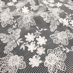 3colors High quality Hollow grid 3D flower embroidery mesh lace Nigeria fabric lace/ladies dress/evening dress/suit fabric