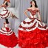 Unique Red And White Quinceanera Dresses With Removeable Skirt 2 In 1 Embroidery Sweet 15 Dress Organza Ruffles Applique Prom