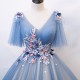 Fashion V-neck Quinceanera Dresses Vestidos Quinceanera 2021 Tulle Lace Appliques Flower Princess Gowns For Graduation Party