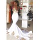 Sexy Halter Mermaid Prom Dresses V-Neck Gold Appliques Lace Evening Party Gowns African Occasion Evening Wear Custom Made