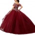 Burgundy Quinceanera Dresses 2019 Long Cheap Ball Gown Prom Dress Sweet 16 Gowns Lace Vestidos 15 anos